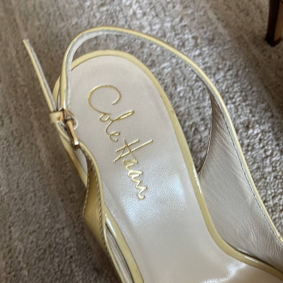 Cole Haan Nike Air Patent Leather Peep-Toe Sling-backs, Pale Yellow, size 6 - Picture 6 of 11